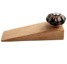 2 Pieces Black And Golden Leaf Big Melon Ceramic Wooden Door Stopper